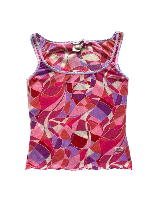 Miss Sixty Tops - Vintage 2000s Abstract Mesh Geometric Tank Top 🍭